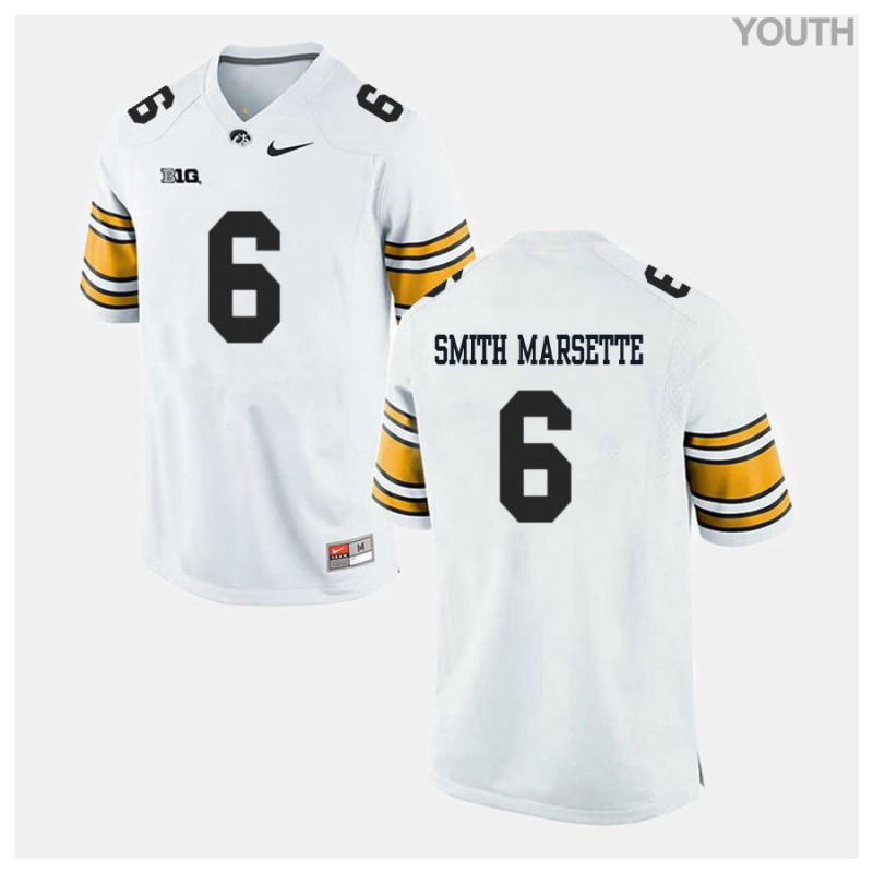 Youth Iowa Hawkeyes NCAA #6 Ihmir Smith-Marsette White Authentic Nike Alumni Stitched College Football Jersey RE34C18LG